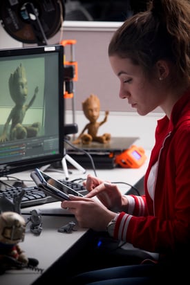 Woman working at a computer