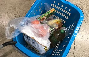 Grocery cart full of food