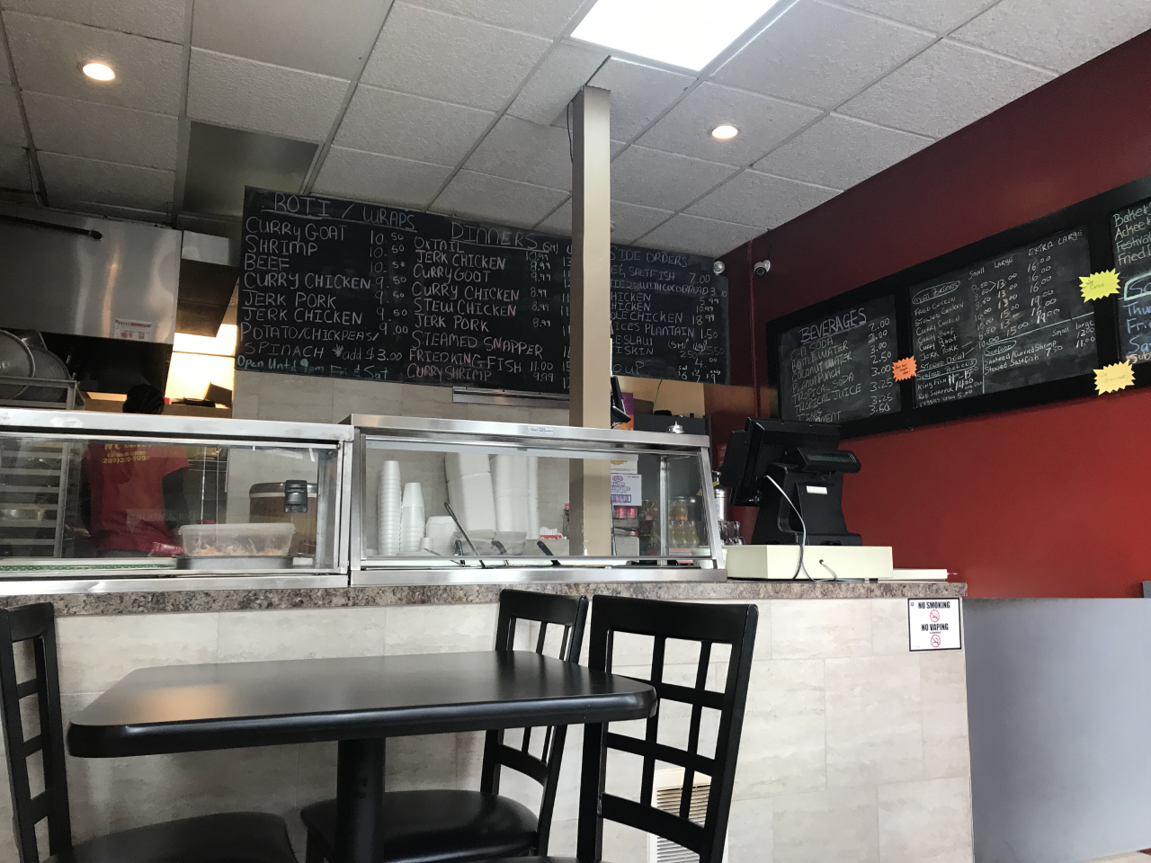 Counter at Caribbean Flavah restaurant