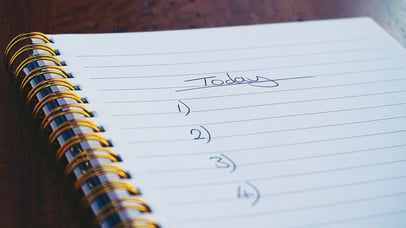 check list on a notepad titled " Today"