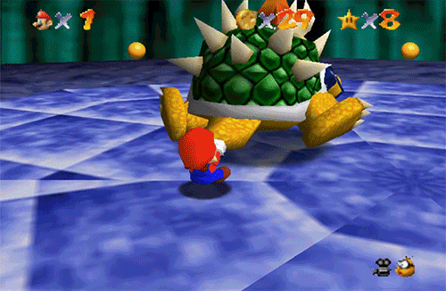 Mario spinning bowser by his tail
