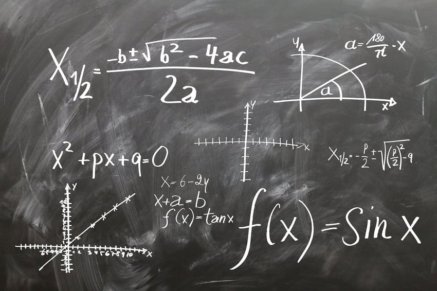 Mathematic formulas on a chalk board