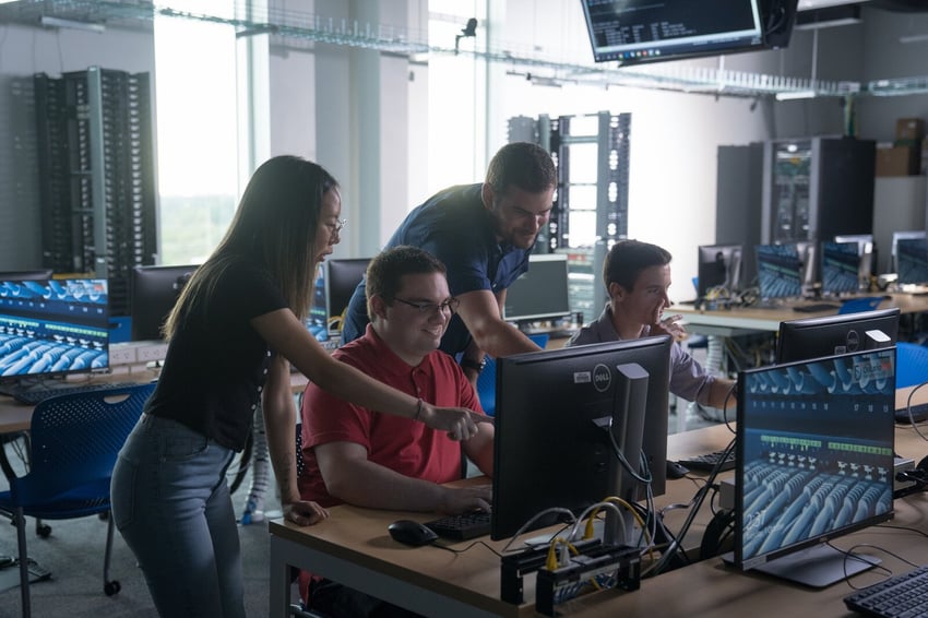 Students working on computers