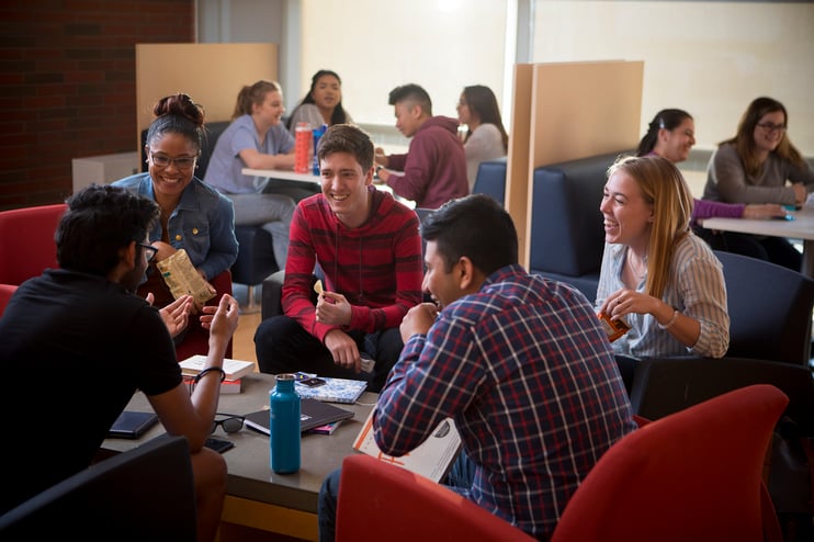 students talking in a lounge