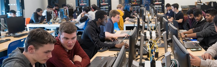 students working in a computer lab