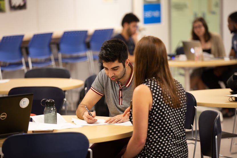 two students working together