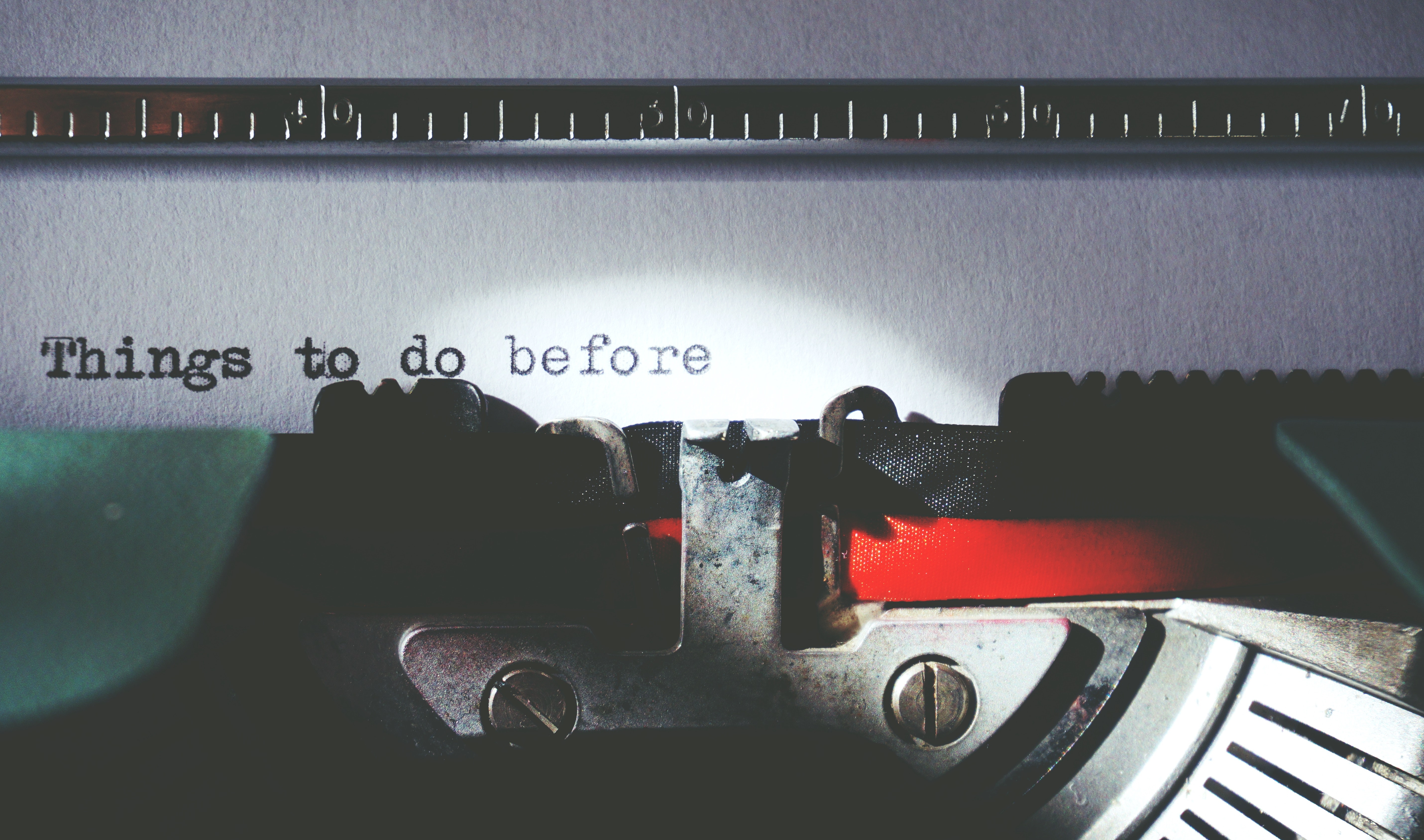 image of typewriter with the words 'things to do before'