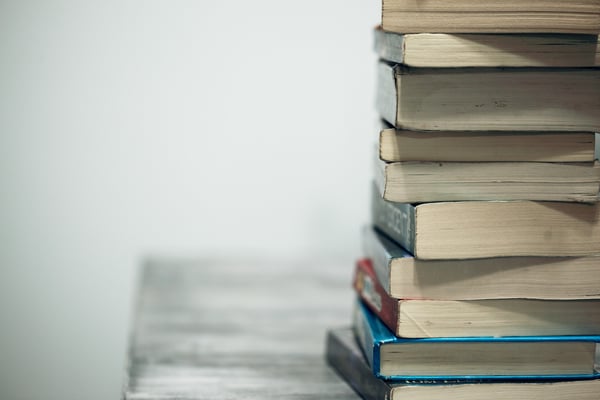 stack of books on a table