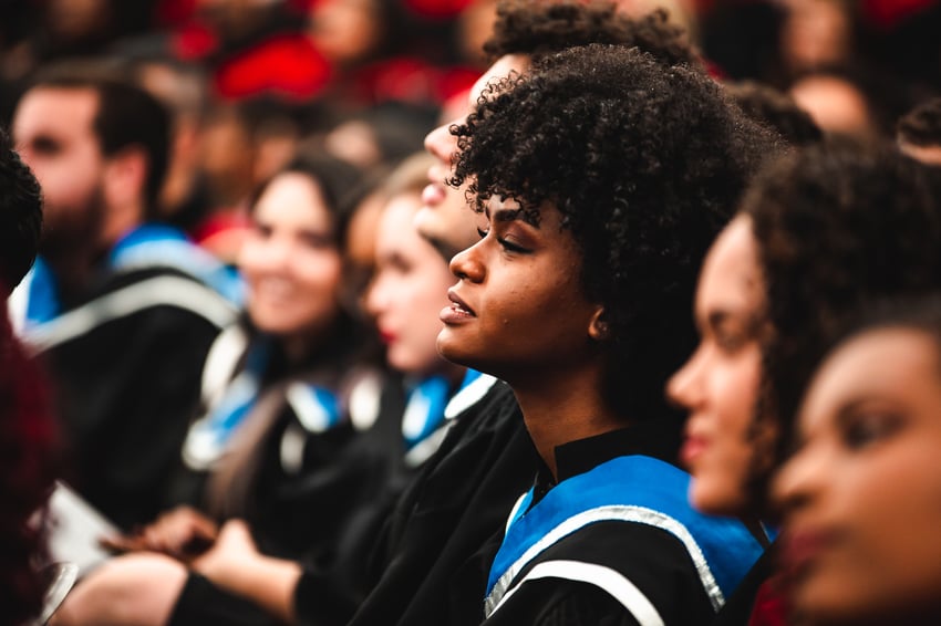 Students sitting at graduation 