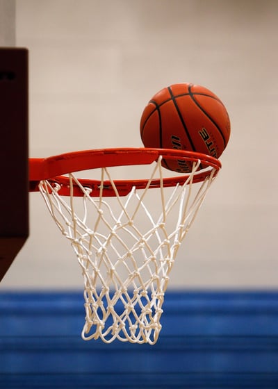 basketball going in hoop