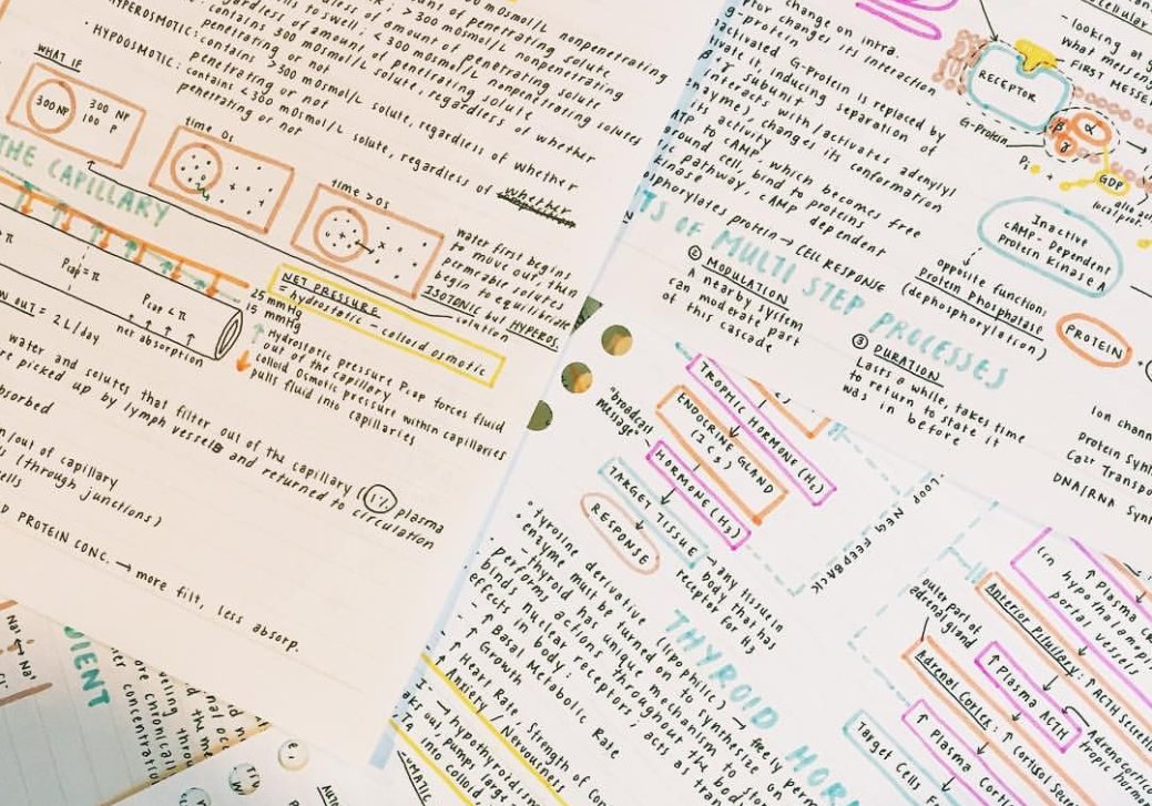 stack of colour coded notes