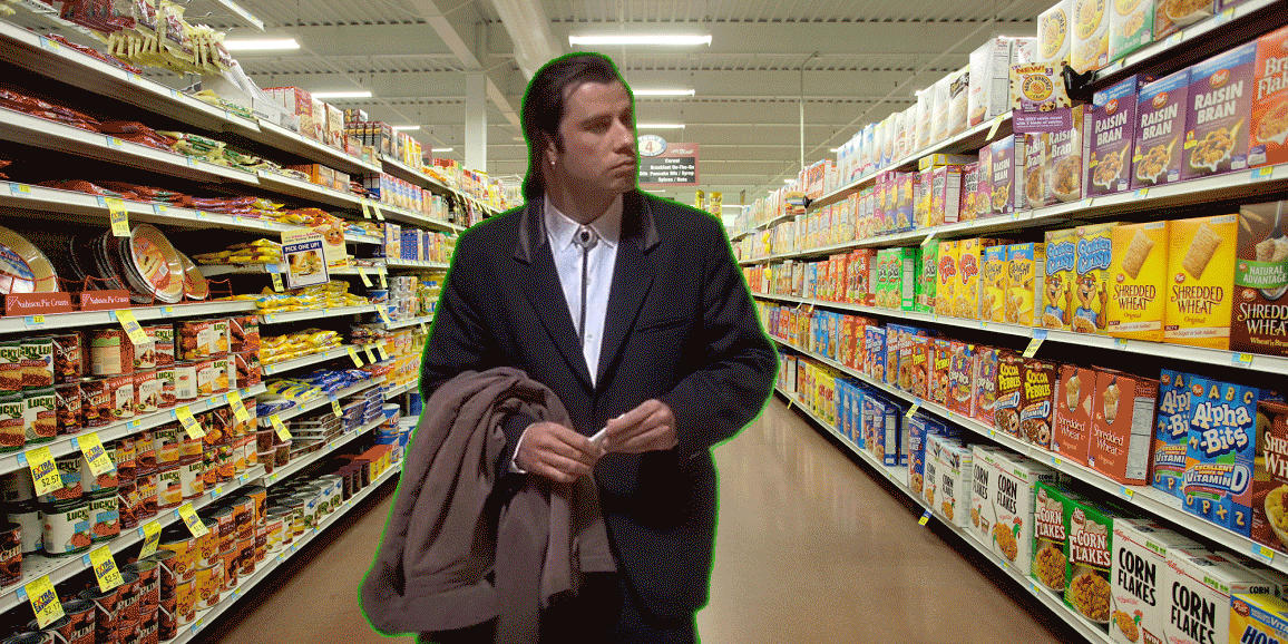John Travolta in grocery store