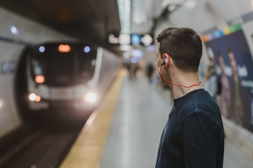 Man waiting for train