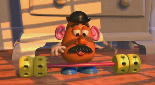 Mr. Potato-head losing hands after lifting