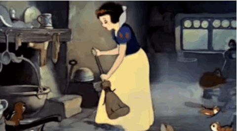 GIF of Snow White cleaning