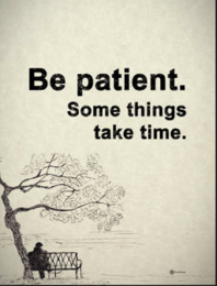 Quote "Be patient. Some things take time. "