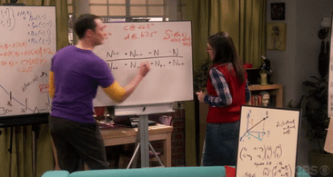 gif of Big Bang Theory Sheldon and Amy awkwardly going for a handshake and high five