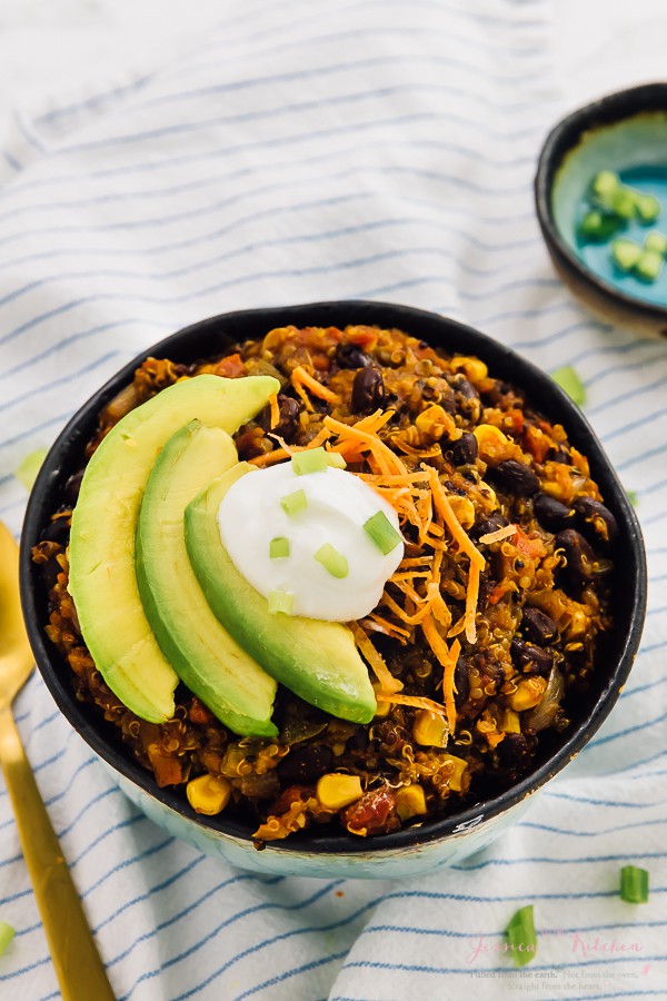 Bowl of quinoa chili.