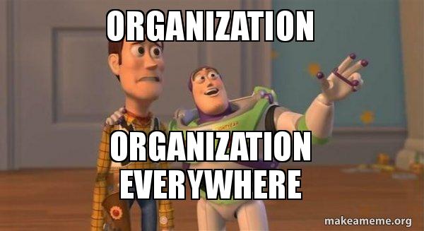 toy story's buzz tells woody there's organization everywhere